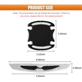 8PCS Car Door Handle Reflective Stickers, 3D Carbon Fiber Outdoor Safety Warning Strips, Anti-Scratch Car Door Bowl Stickers, Universal Warning Reflective Protector Stickers (White)