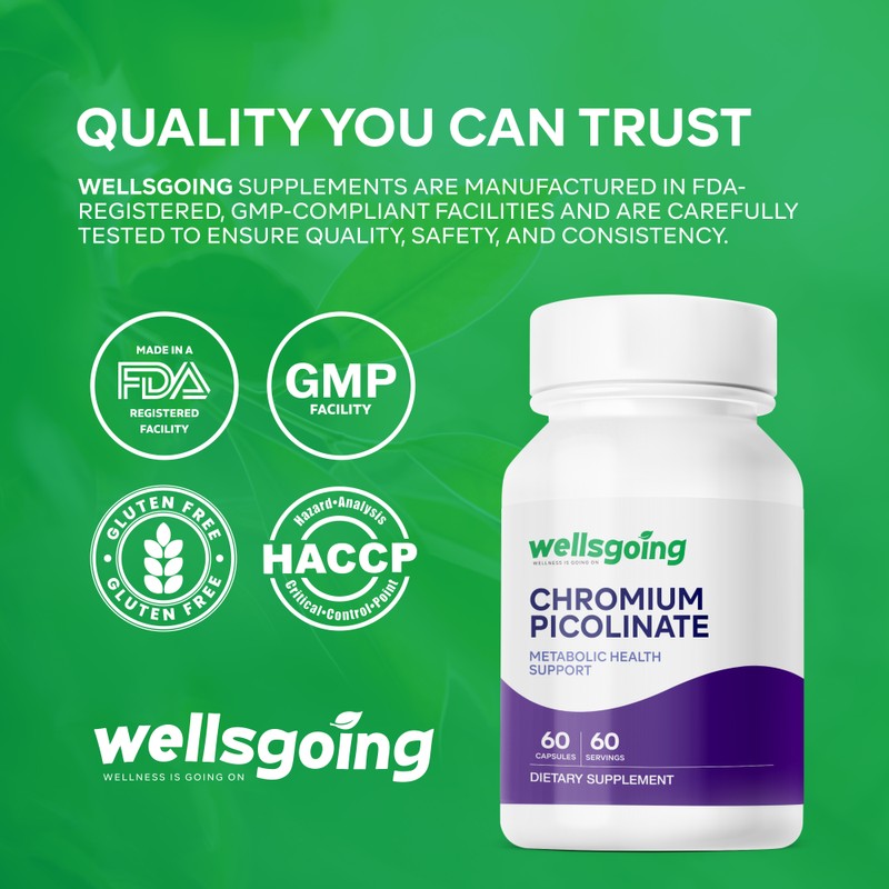 Wellsgoing Chromium Picolinate 200 mcg – Metabolic Support Supplement –