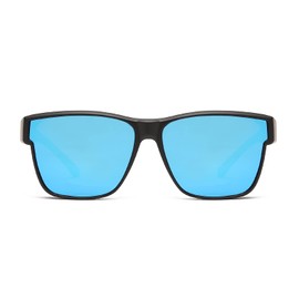 Long Keeper anteojos de sol polarizadas envolventes – mujeres y hombres de gran tamaño, ligeras para llevar sobre anteojos graduadas, azul Lens, L