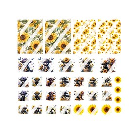 Sunflower Highland Cow Nail Art Decals- Waterslide Nail Decals
