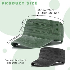 SAIIURV Pack of 2 Unisex Military Cap, Washed Cotton, Military Hat with Curved Peak, Sun Hat, Sports Cool Fashion Cap, Adjustable Peaked Cap for Men and Women (Black, Green), Black, Green, Unit size