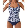 Eomenie Womens Halter Tankini Bathing Suit Ruched Tummy Control Two