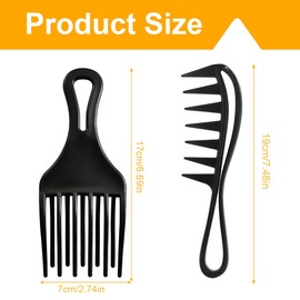 QOCUILC 1 Wide Tooth Comb + 1 Finger Curling Comb Curling Comb Anti-Static Coarse Hair Comb Hair Styling Comb African Hair Comb