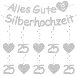 Silver Wedding Decoration Garland, Silver Wedding Banner Swirl Set, Wedding Decoration Silver Wedding 25th Anniversary Spirals, Silver Decoration for Silver Wedding Streamers for 25 Years Party