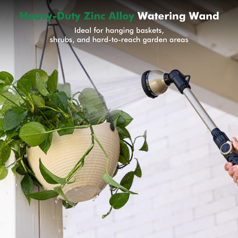 RESTMO Heavy Duty Watering Wand, Metal Garden Hose Nozze Sprayer