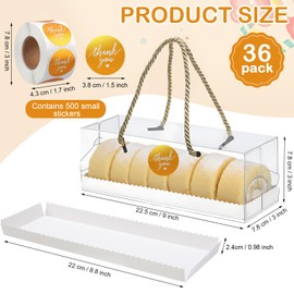 Qilery 36 Pcs Clear Cupcake Boxes with Stickers 3 Count Bulk Cupcake Containers with Handle Rectangular Bakery Gable Box for Valentine's Day Birthday Wedding Party Favor Cakes Packaging 9 x 3 x 3 Inch