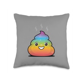 Rainbow Poop Throw Pillow