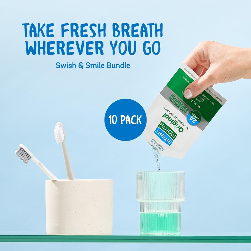 SmartMouth Original Activated Mouthwash Single Packs, Travel Mouthwash, Fresh Mint,
