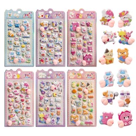 kkek Luminous Squishy Stickers, 6 Types of Patterns, Glow in the Dark, Luminescent Type, No-Wear, Luminous Sticker, 3D Decoration, Squishy Touch, Soft PVC, Repositionable, Diary, Repositionable, Diary