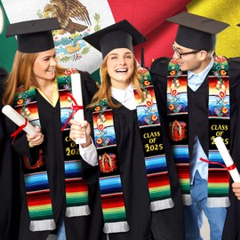 Berlune Mexican Graduation Sash Class of 2025 Graduation Stole Embroidered Virgen De Guadalupe Sash(Rose)