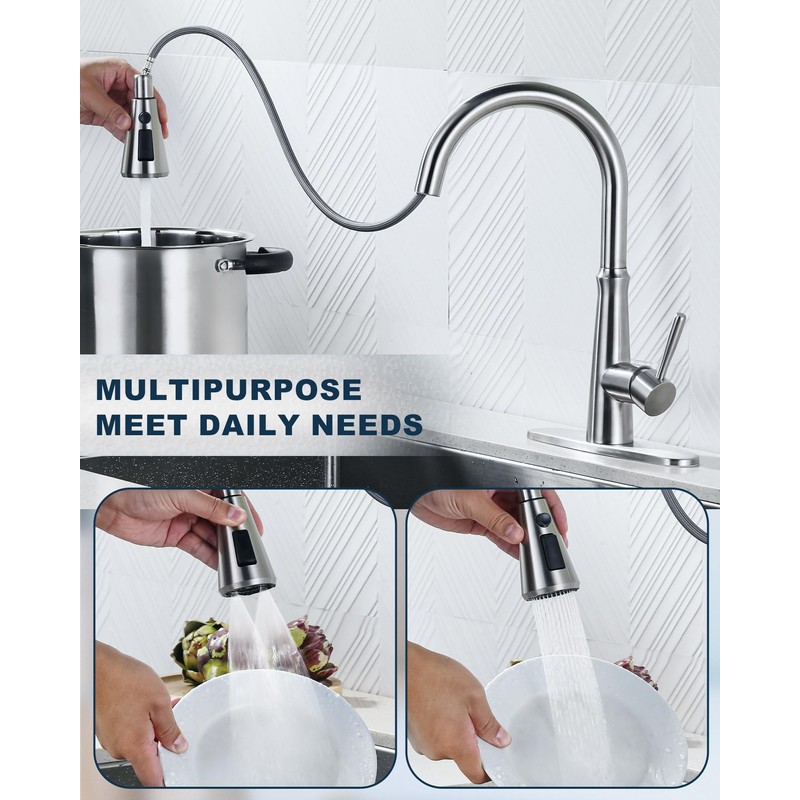 ALEASHA Pull Down Spray Head for Kitchen Faucet,3-Function Sink Spray