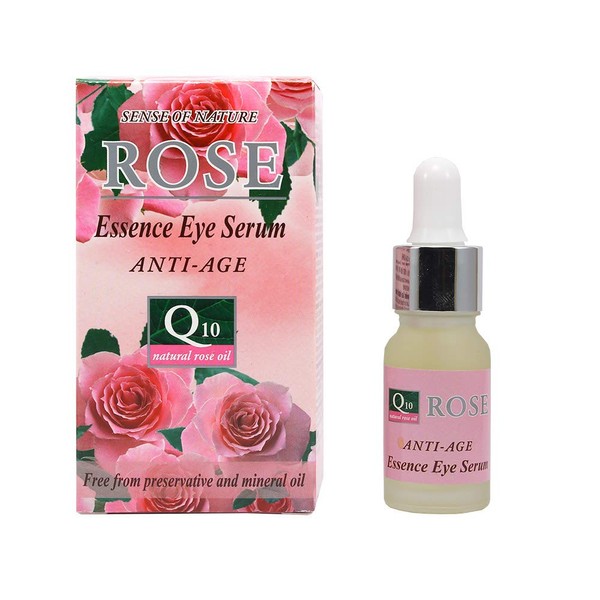 Anti-Age Eye Serum with Natural Rose Oil, Q10 and Vitamin E, Anti-Wrinkle Eye Care Serum, Reduce Fine Lines, Wrinkles and Dark Circles, 10 ml