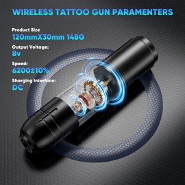 Complete Tattoo Gun Machine Kit, Professional Rotary Tattoo Pen Set with Power Supply, Beginners Tattoo Supplies Kit with 20Pcs Needles for Starters (Grey)