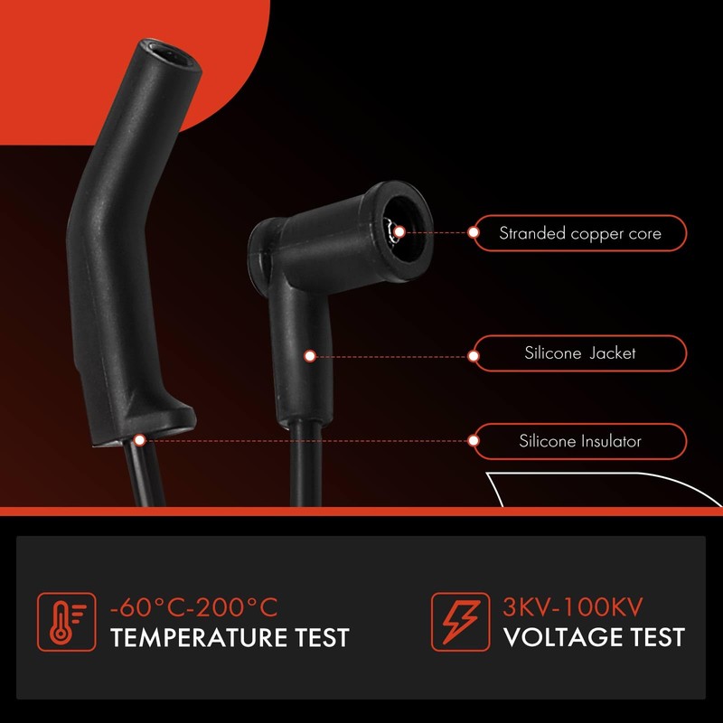 A-Premium - Juego de 4 cables de bujía de encendido