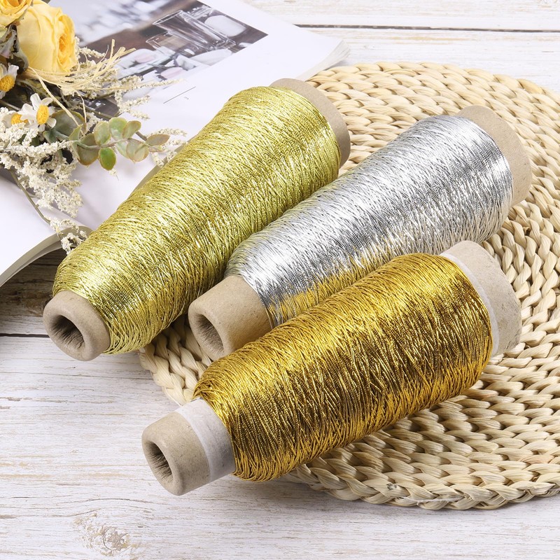 sourcing map Metallic Cord,0.7mm/300m Light Gold Elastic Strings Metallic Stretch