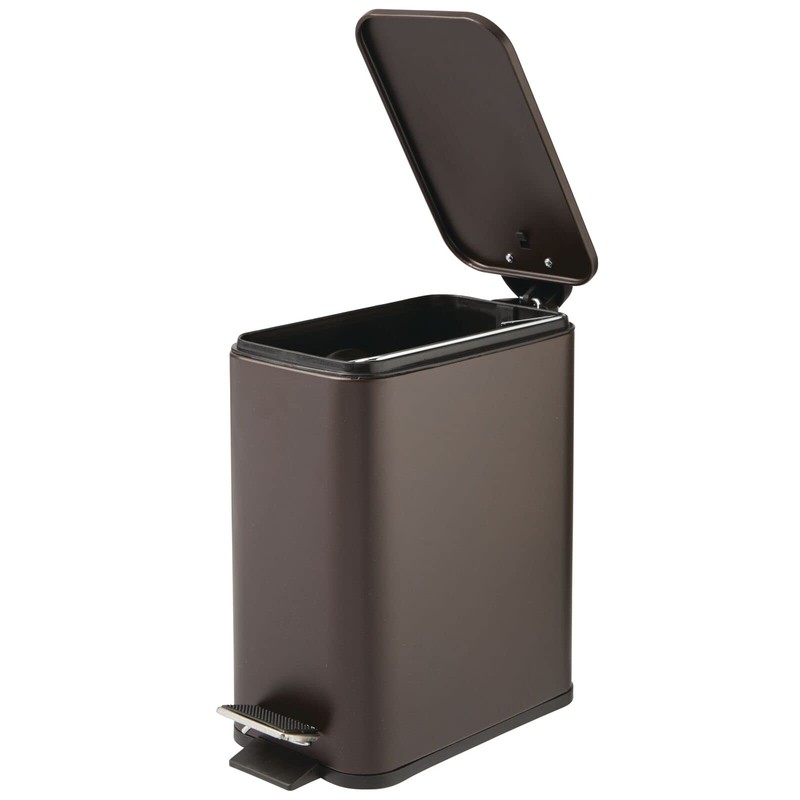 mDesign Rectangular Pedal Bin – 5 L Metal Waste Bin