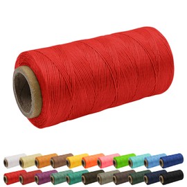 JeogYong 1mm Waxed Thread, 284 Yards 150D Flat Leather Sewing Thread, Hand Sewing Thread Waxed Cord for Leather Craft, Bookbinding, Shoes Repairing (Red)