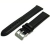 Soft Genuine Leather Watch Strap Band 20mm, Black, Chrome (Silver