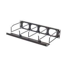 Hubbell HM27C Horizontal Ring Organizer, 2U 19" Rack Mount Cable Manager, Black