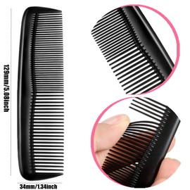5 Pieces Pocket Plastic Hair Combs Black Hair Combs Hairdressing Styling Combs for Women Men Hairdressing Barber Salon Hair Care Tool