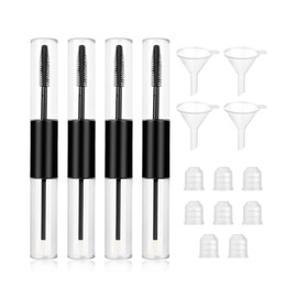 4 Pack Empty Mascara Tube and Wand Dual 2-in-1 Mascara Wand and Eyeliner Tube Refillable Mascara Tube with Funnel for castor oil Eyebrow Growth Serum
