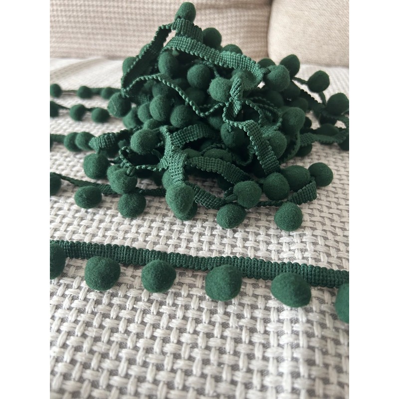 Daihellenstone 10 Yards Green Pom Pom Trim Ribbon 15mm Ball
