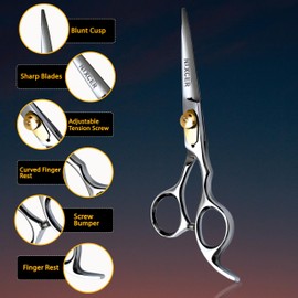 Nixcer Hair Cutting Scissors -Sharp Razor Edge Blade Hair Shears Series - 6.5" with Fine Adjustment – Stainless Steel Hair Scissors Professional for Men, Women & Babies (Silver)