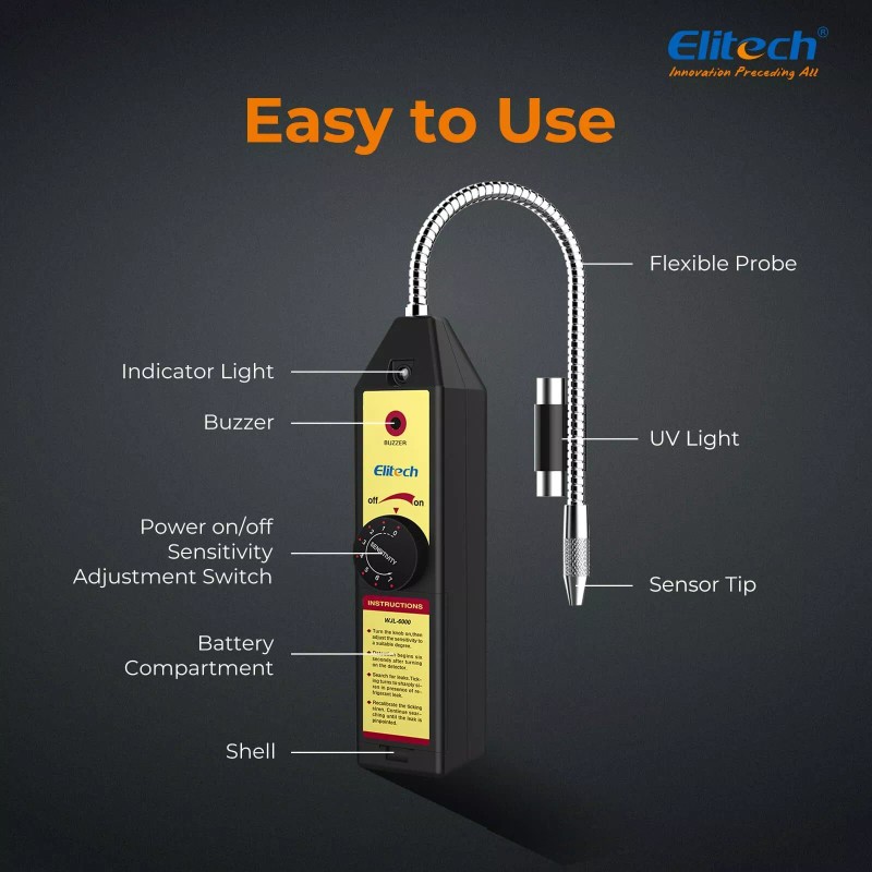 Elitech WJL-6000 Freon Leak Detector Halogen Gas Tester HVAC Refrigerant
