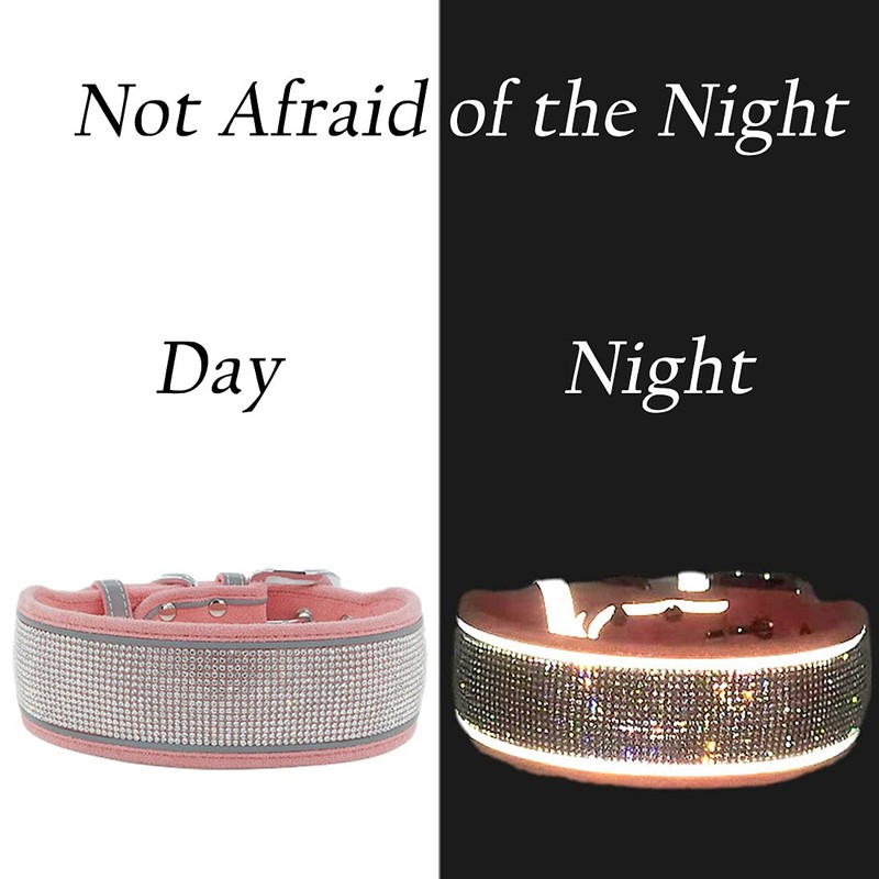Yiwong Rhinestone Dog Collars for Medium and Large Dogs, Adjustable