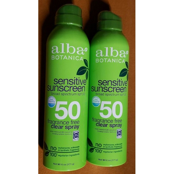 2 - Alba Botanica Sensitive Sunscreen Fragrance Free Spray SPF 50 - 6oz - 4/2024