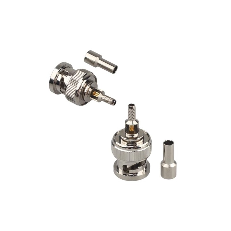 10PCS BNC Male Crimp Solder Attachment Connector 50 Ohm Impedance