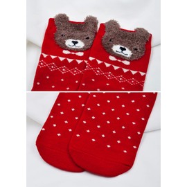 PUTUO Children's Socks Girls Colourful Cotton Socks Christmas Socks Kids Sneaker Socks Funny Socks Toddler Girls Animal Socks 2-11 Years, red