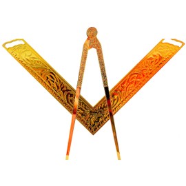 Masonic Lodge Ceremonial 6" INCH Large Freemason Square & Compass for Bible Gold Plated