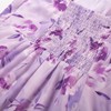 Belle Poque Women Chiffon Purple Floral Dresses for Spring Summer