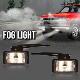 DOTCOM Front Fog Light Lamps Compatible with Chevy GMC C/K 1500 2500 3500 1988-1999/ Fit Chevy Blazer GMC Jimmy 1995-1997/Fit Chevy S10 1982-1997,Warm White Light Clear Lens Chrome Housing