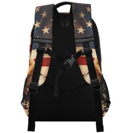 Dog Backpack for Students Boys Girls American Flag German Shepherd Dog School Bag Travel Daypack Rucksack