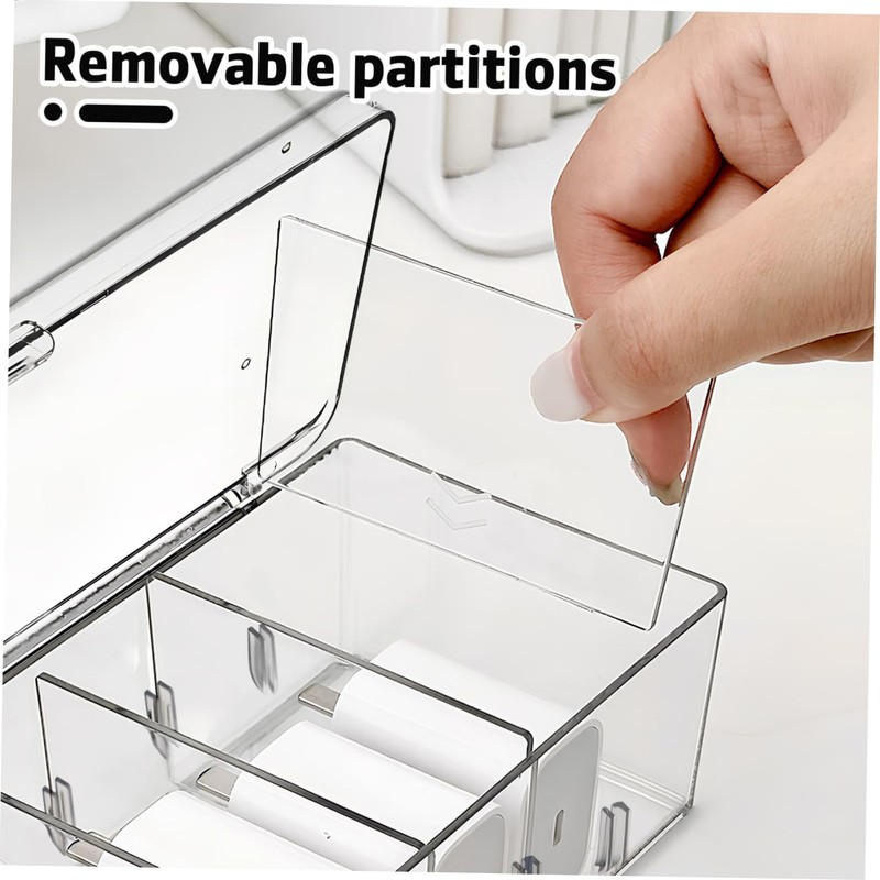 DOITOOL 2pcs Clear Cable Organizer Box Lid Multi-Compartment Cord Storage