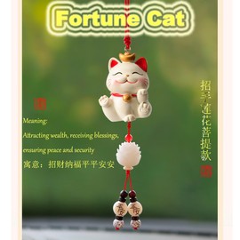 Car Hanging Accessories，Car fortune cat pendant decoration, car rearview mirror pendant decoration, Meaning a safe journey