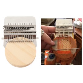 YUMILI Kleiner Webstuhl, DIY Webwerkzeuge, Mini Handwebstuhl Maschine,kleine Strickmaschine Stopfmaschine Webstuhl-Kit für Kinder, Reparatur, Teppich, DIY auf Kleidung Socken (14 Hooks)