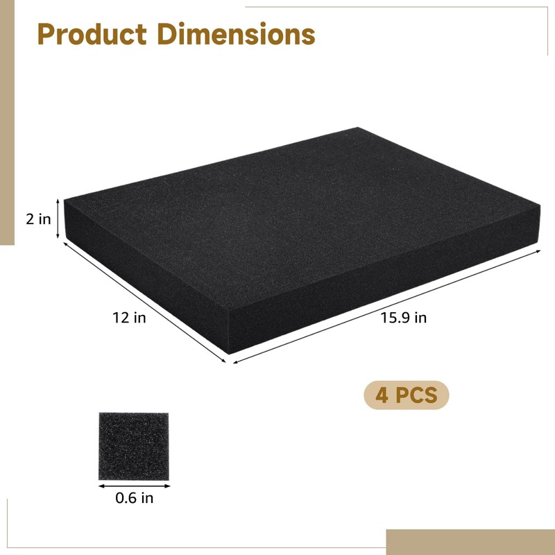 Pick and Pluck Foam Inserts, 4 PCS High Resilience Pre-Cubed