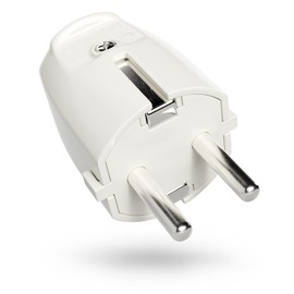 greate Schuko Plug White with Strain Relief - PVC Protective Contact Plug 230 V, 2-Pole, 16 A & 3.7 kW - IP20 Schuko Plug for Indoor Use - Cable Plug 230 V, Power Plug, Protective Contact Plug