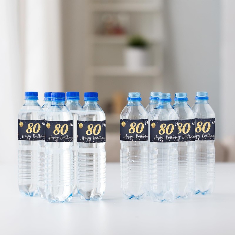 Maicaiffe Happy 80th Birthday Water Bottle Stickers, 80th Birthday Party