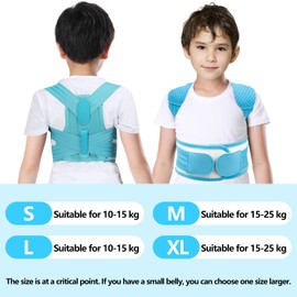 Posture Corrector for Kids,Adjustable Children Posture Corrector for Boys/Girls,Breathable Back Support Belt with Spine Lumbar Shoulder Braces for Hunchback，Spine Corrector (Blue, Small)