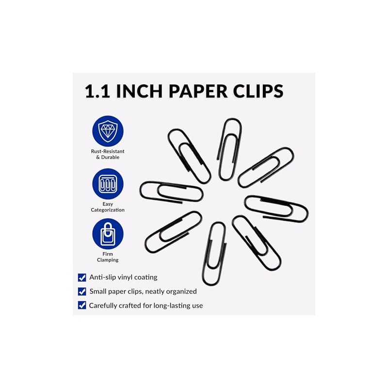 Clips de papel pequeos, 2,8 cm, 200 clips de papel