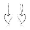 Sterling Silver Heart Dangle Earrings for Women Trendy Openwork Silver