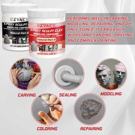 Epoxy Clay, Magic Epoxy Sculpt Clay, 2 Part Modeling Compound (A & B) of Magic Sculpt Epoxys Clays for Sculpting, Modeling, Building and Repairing, Epoxy Putty, Natural, 1 Pound