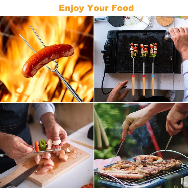 10 Pcs Marshmallow Roasting Sticks for Fire Pit Long 32Inch,