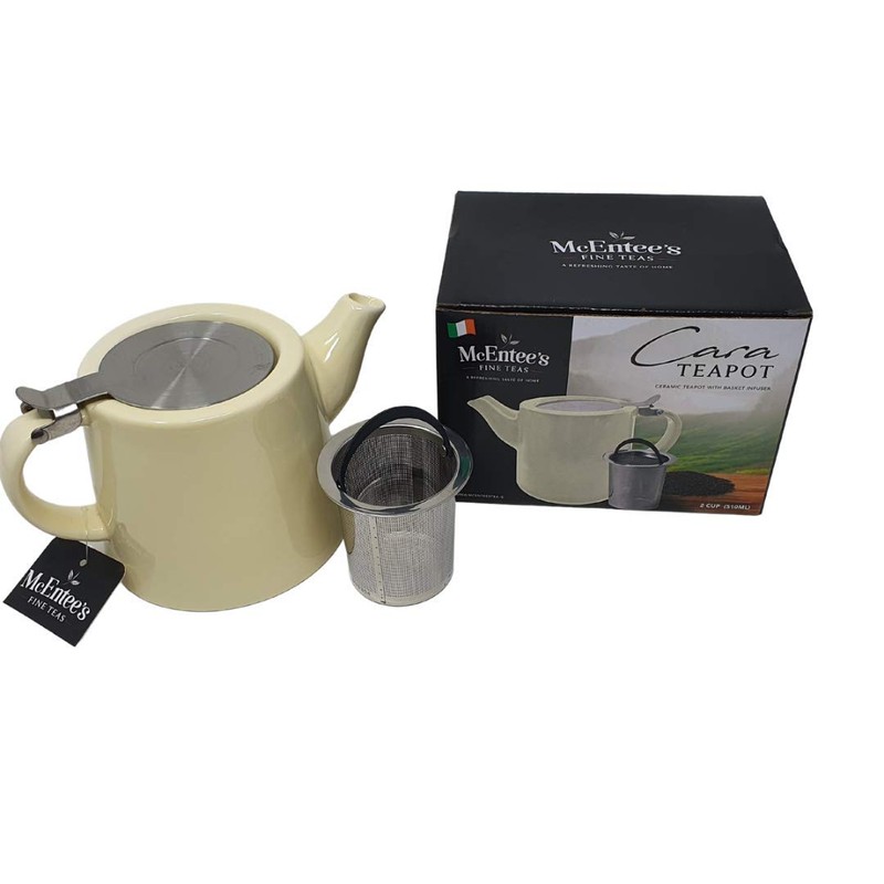 McEntee's Cara Ceramic Teapot with Removable Stainless Steel Infuser, 510ml