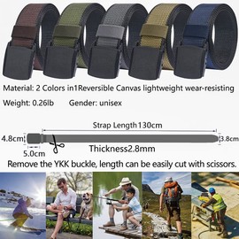 LionVII Sport Belt for Men, 2 Color in 1 Canvas Field Belt Work Reversible Waterproof Fabric Web Waist Strap YKK Plastic Buckle Adjustable Golf Pant Size Below 46''(53''Long1.5''Wide)Black and Coffee