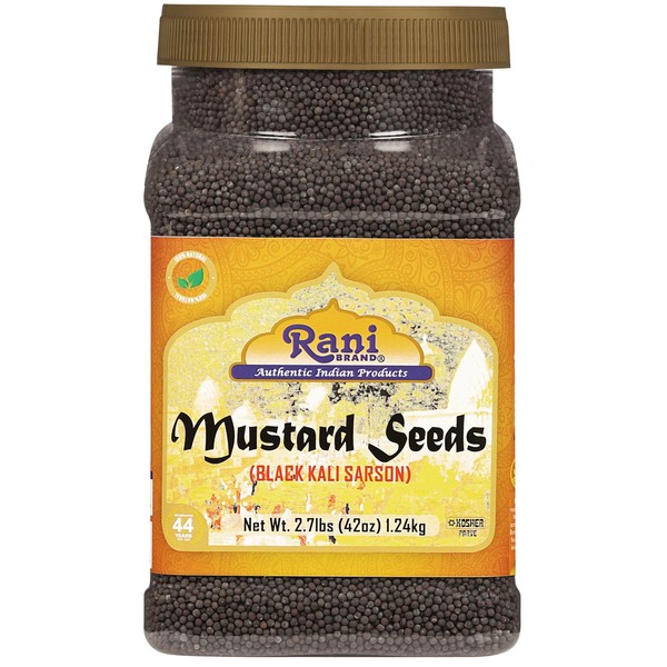 Rani Black Mustard Seeds Whole Spice (Kali Rai) 42oz (2.7lbs) 1.22kg Bulk PET Jar ~ All Natural | Gluten Friendly | NON-GMO | Vegan | Kosher | Indian Origin